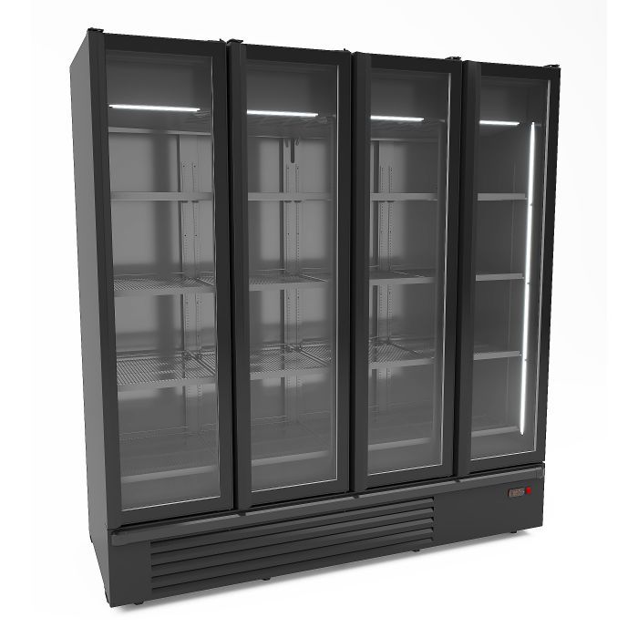 Armoire réfrigérée positive 4 portes en verre noir 1850L – Combisteel