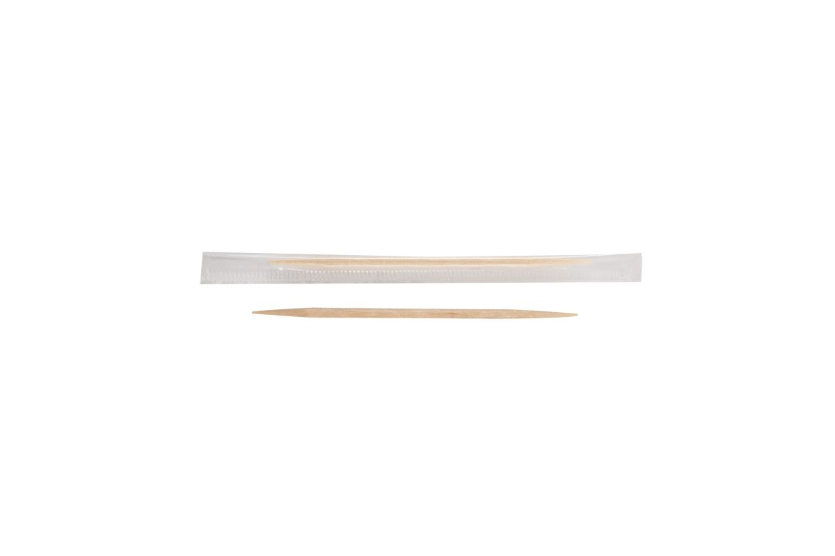 Cure-dents rond 2 pointes emballer individuellement Ø 0,2 x 6,5 cm – 30000 unités – Betik