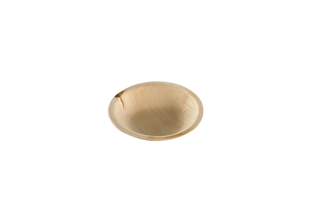 Assiette creuse en feuille de palmier Ø 13 cm – 100 unités – Betik