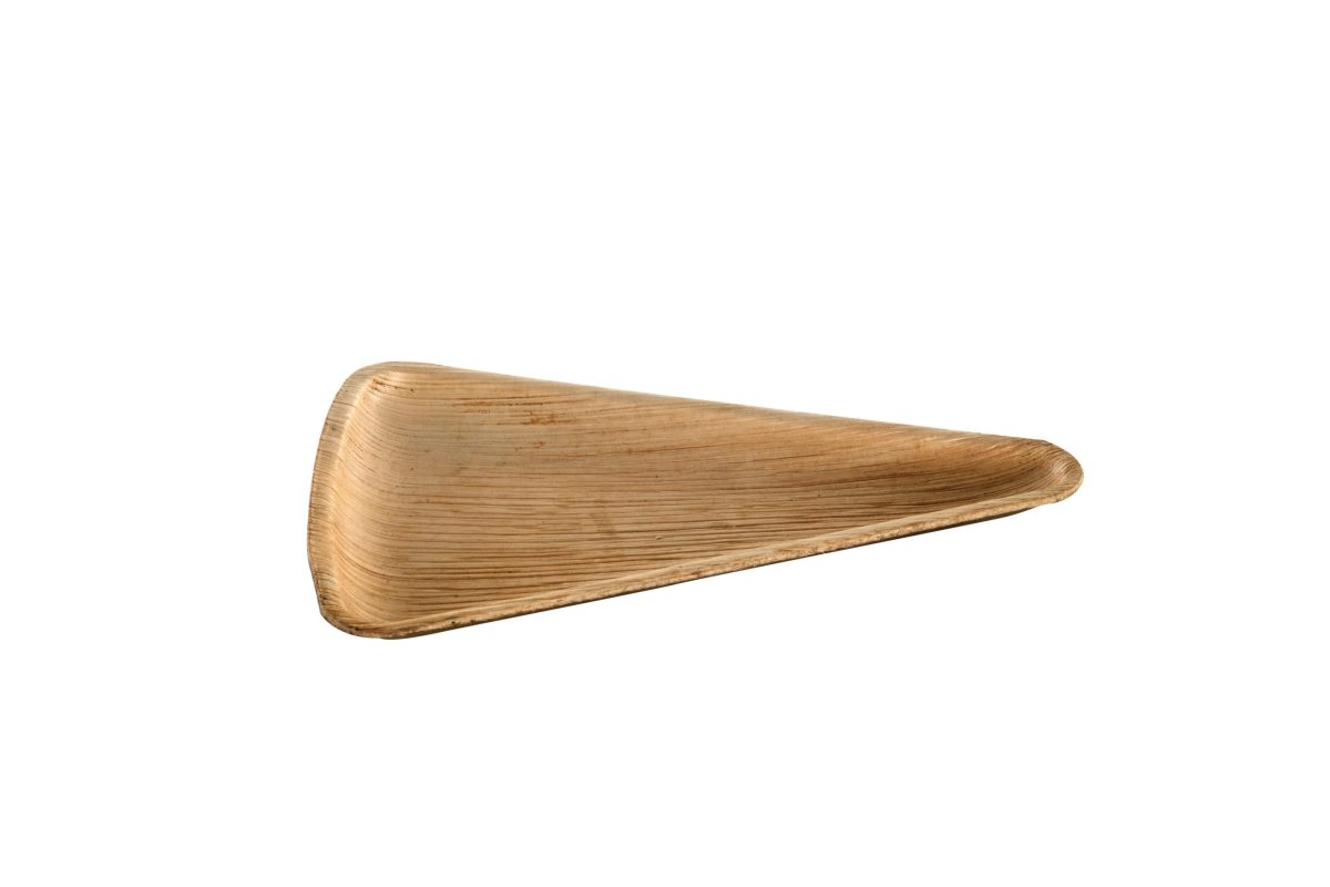 Plateau triangle en feuille de palmier 25 x 14,5 cm – 100 unités – Betik