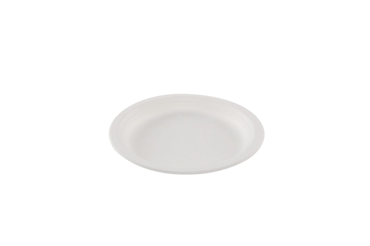 Assiette ronde blanche en canne à sucre Ø 17 cm – 800 unités – Betik
