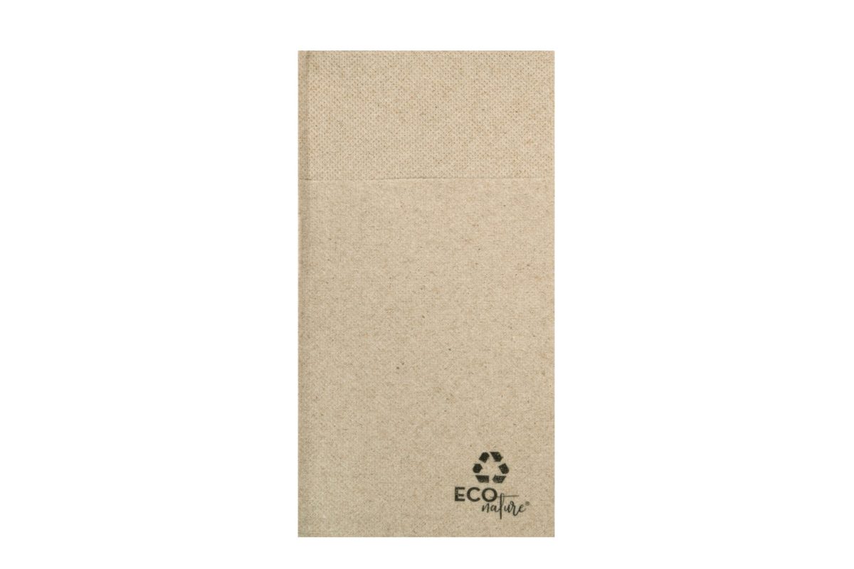 Serviette en ouate recyclée naturelle 40 x 40 cm gaufrée-collée 2 plis pliée en 8 Kangourou – 960 unités – Betik
