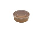 Saladier rond en carton kraft + couvercle anti-buée en PET - 250 unités - Betik