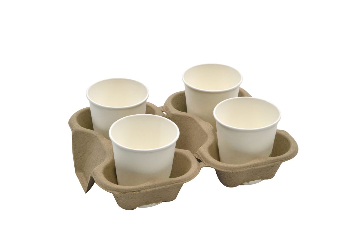 Porte-gobelet en carton pour 4 gobelets, divisible en 2 – 300 unités – Betik
