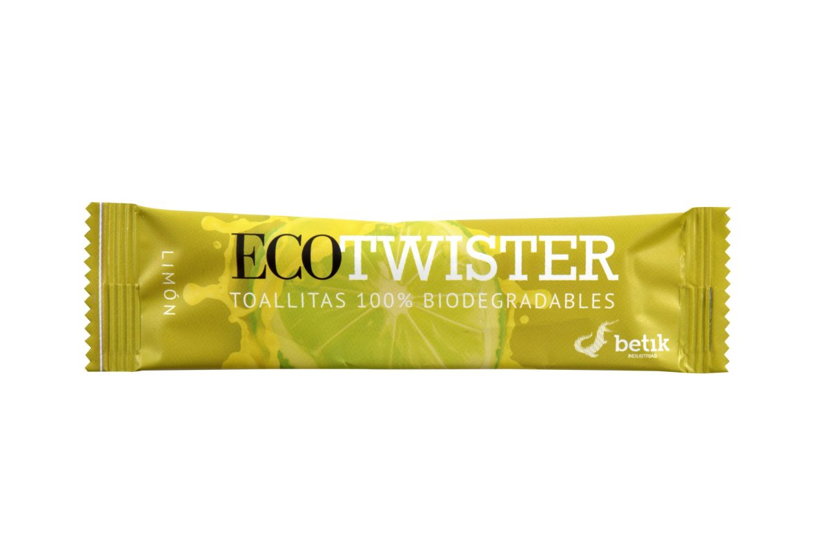 Rince-doigts Ecotwister en fibres végétales citron – 1000 unités – Betik