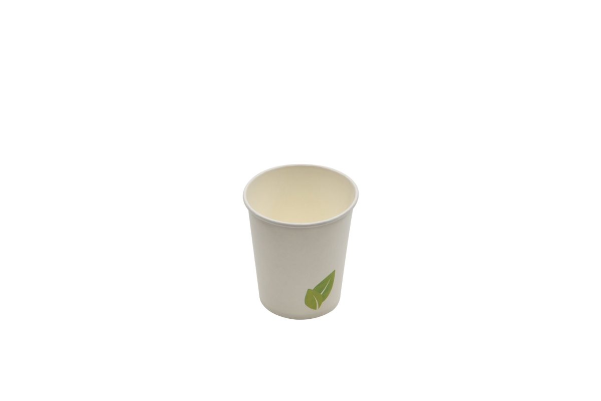 Gobelet carton blanc avec feuille – 1000 unités – Betik