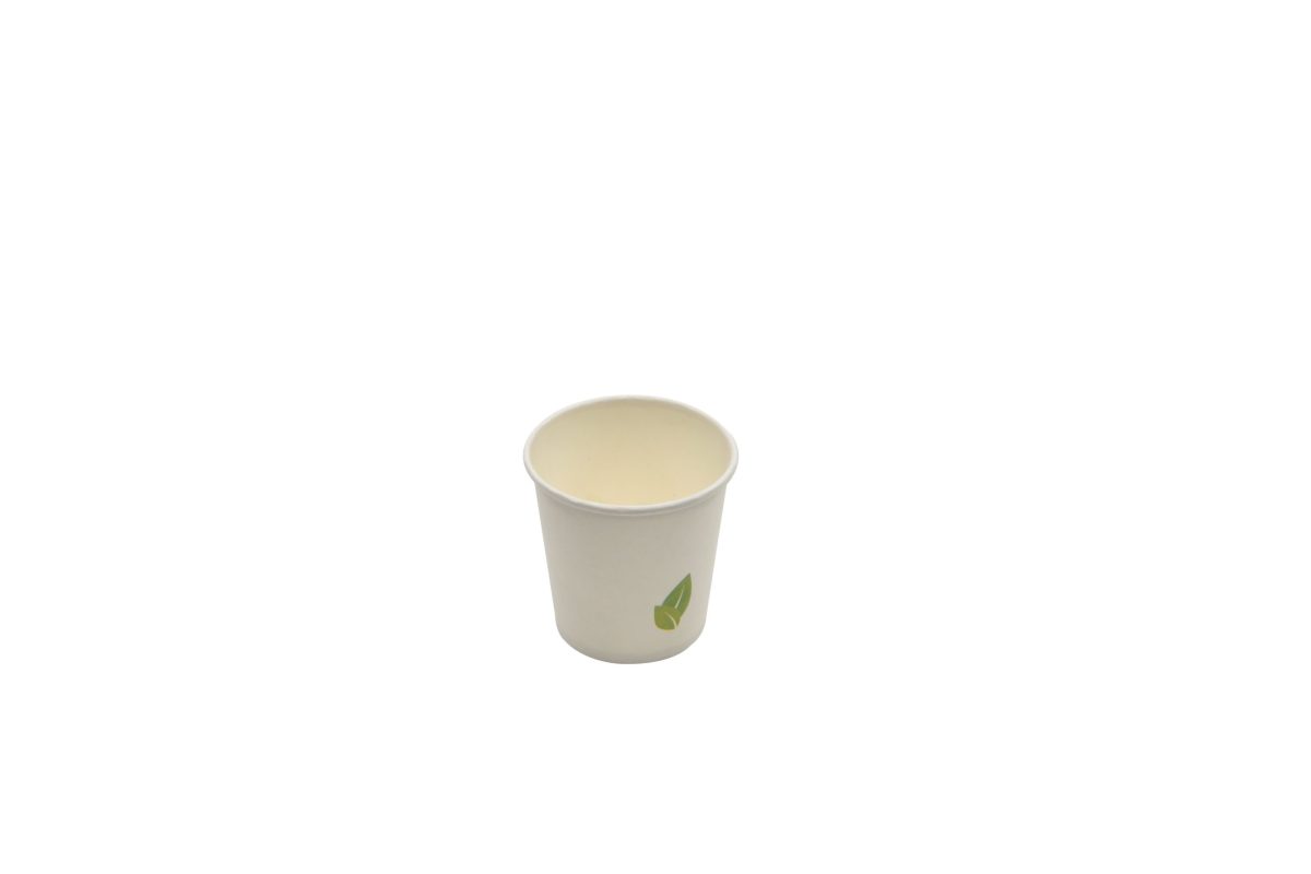 Gobelet en carton blanc avec feuille – 1000 unités – Betik