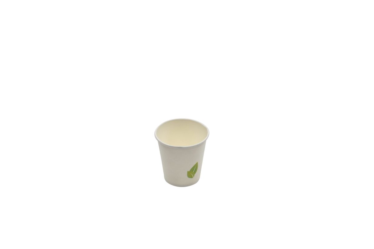 Gobelet en carton blanc avec feuille 90 ml – 1000 unités – Betik