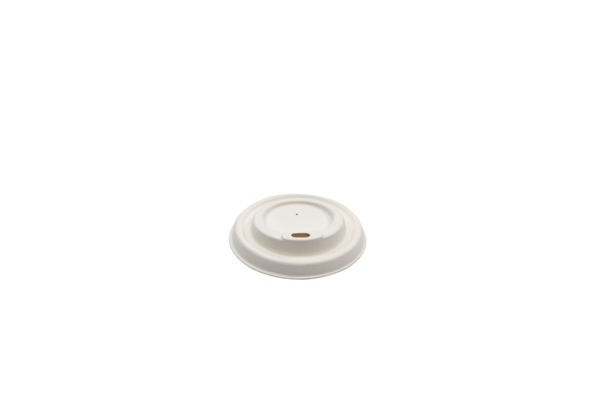 Couvercle blanc en canne à sucre pour gobelet 240 ml – 1000 unités – Betik