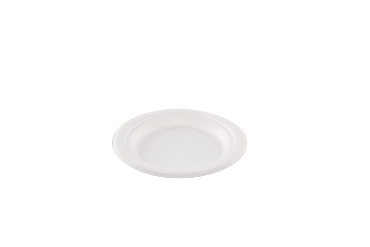 Assiette ronde blanche en canne à sucre Ø 15 cm – 800 unités – Betik