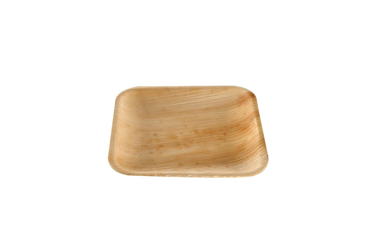 Assiette carrée en feuille de palmier 10 x 10 cm – 100 unités – Betik
