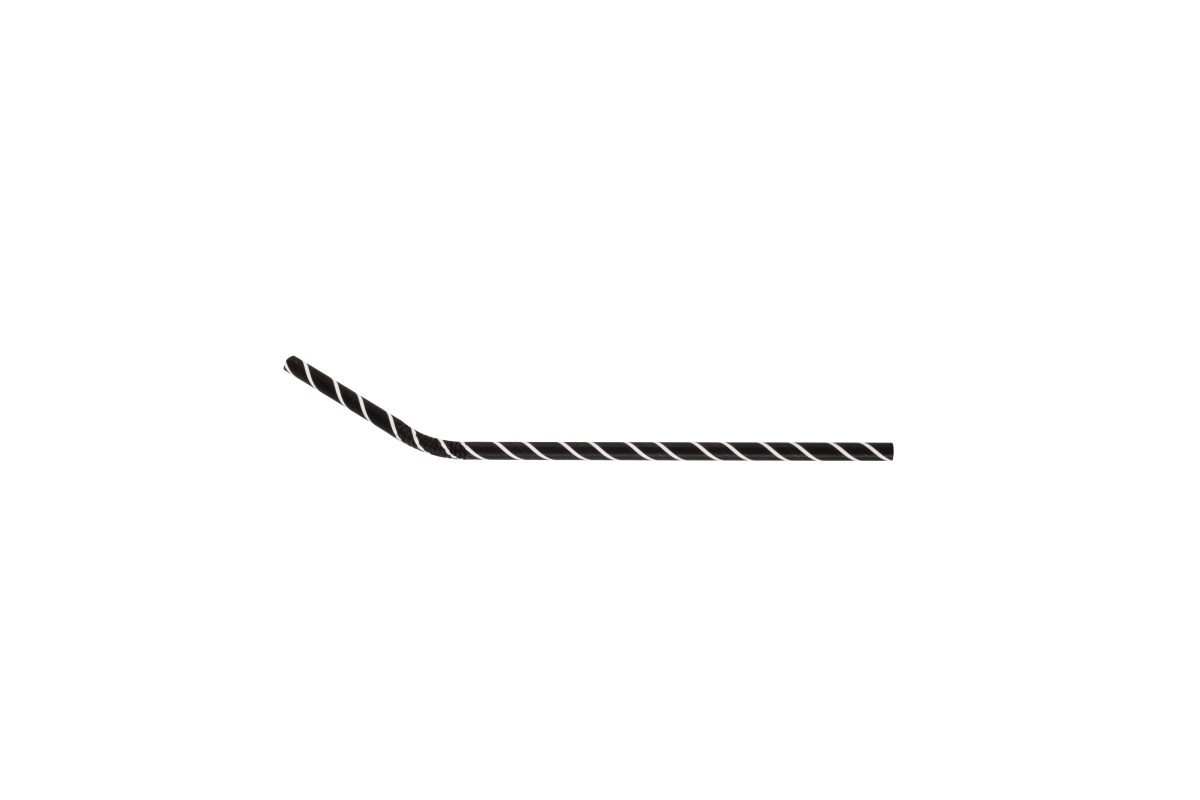 Paille en papier flexible noire et blanche 3 couches Ø 0,6 x 21 cm – 6000 unités – Betik