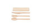 Kit couverts 4 en 1 en bois : couteau + fourchette + cuillère + serviette kraft - 500 unités - Betik – Image 2