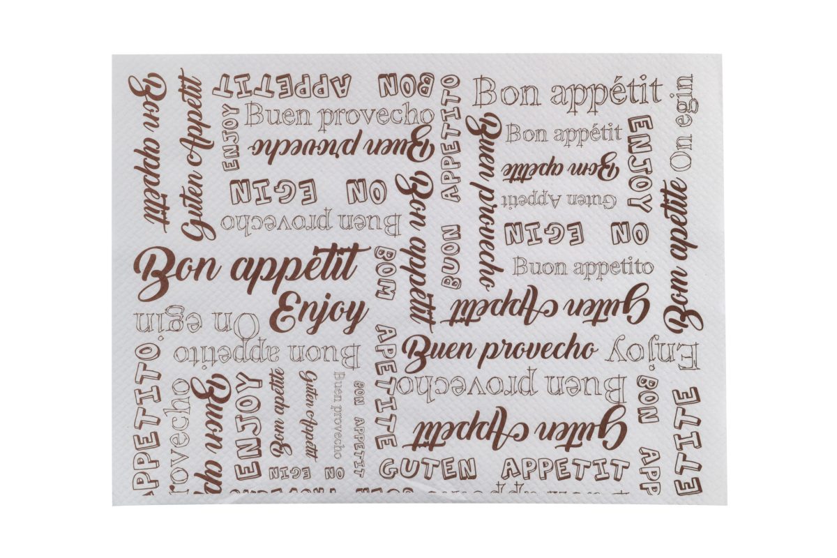 Nappe individuelle en papier blanc « enjoy » 30 x 40 cm – 1000 unités – Betik