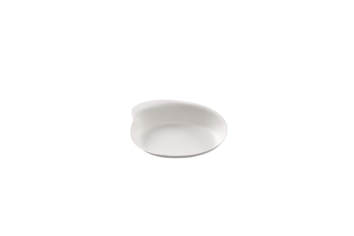 EKO Mini Side – Mini Assiette blanche en canne à sucre 8,5 x 11,5 cm – 1000 unités – Betik