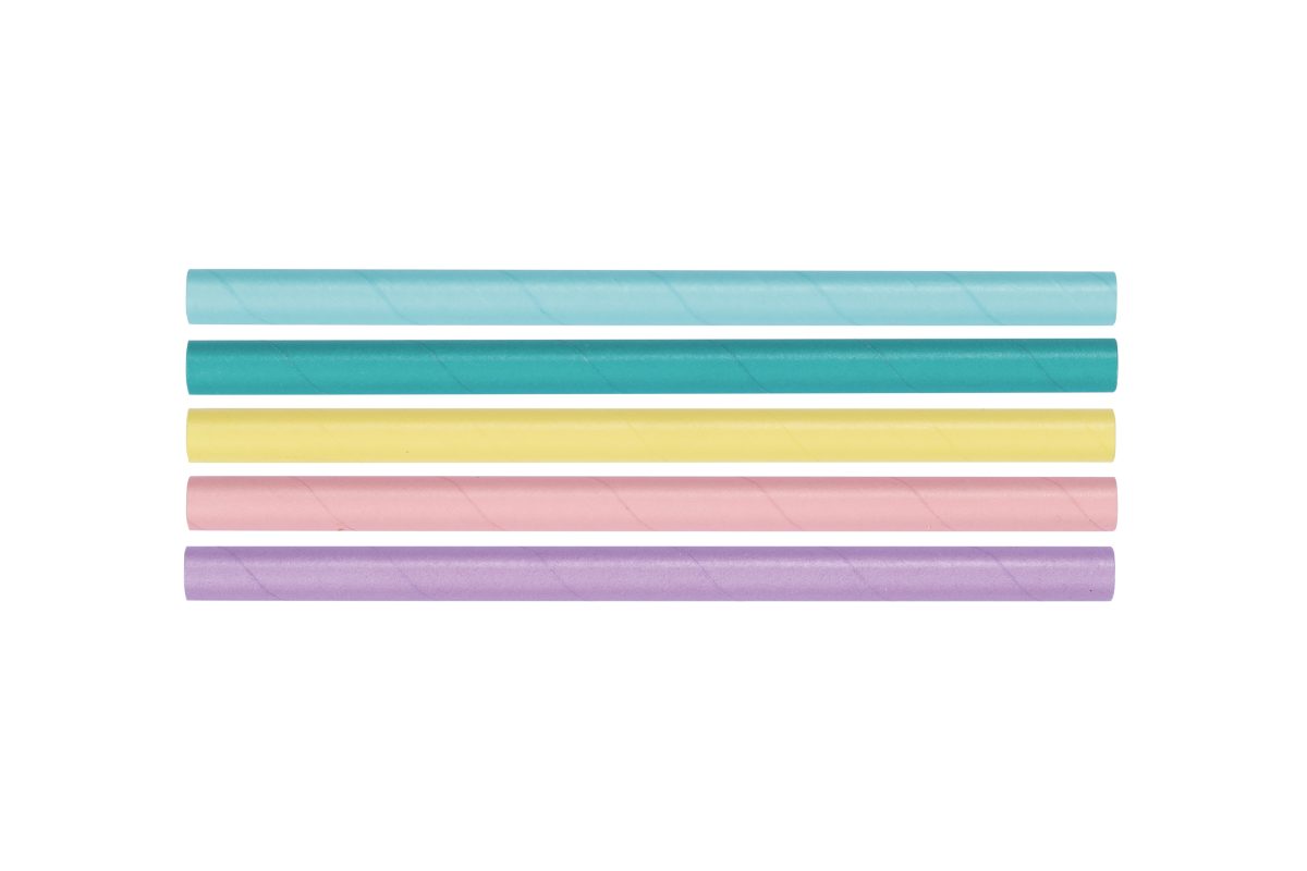 Paille bubble tea en papier droite mix 5 couleurs 3 couches Ø 1,2 x 20 cm – 3000 unités – Betik