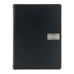 Carte menu 100% CUIR aggloméré - Couleur Noire - Ligne RAW - format A4 -  1 insert inclus (4 vues) - Securit