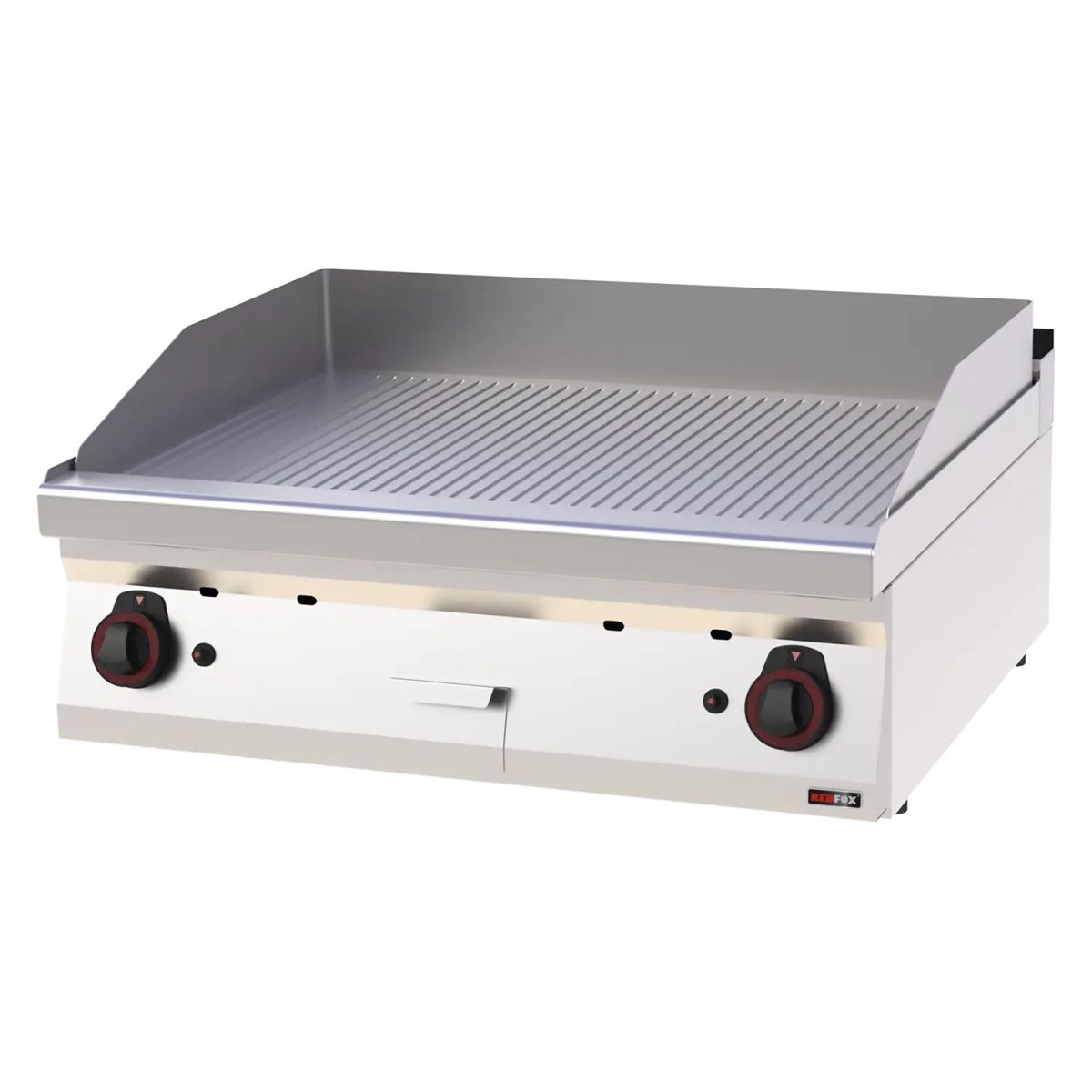 Plaque de cuisson 80×51 à gaz chromée nervurée sans soubassement FTRC 70/08 G – Redfox