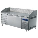 Table à pizza avec portes 600x400 mm et tiroirs - Profondeur 800 - Virtus