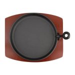 Grill de table rond en fonte 220 mm avec support bois Olympia – Image 2