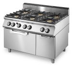 Cuisinière gaz sur four gaz statique GN 2/1 et armoire fermée, 6 brûleurs- Virtus - VS70120CFG – Image 3