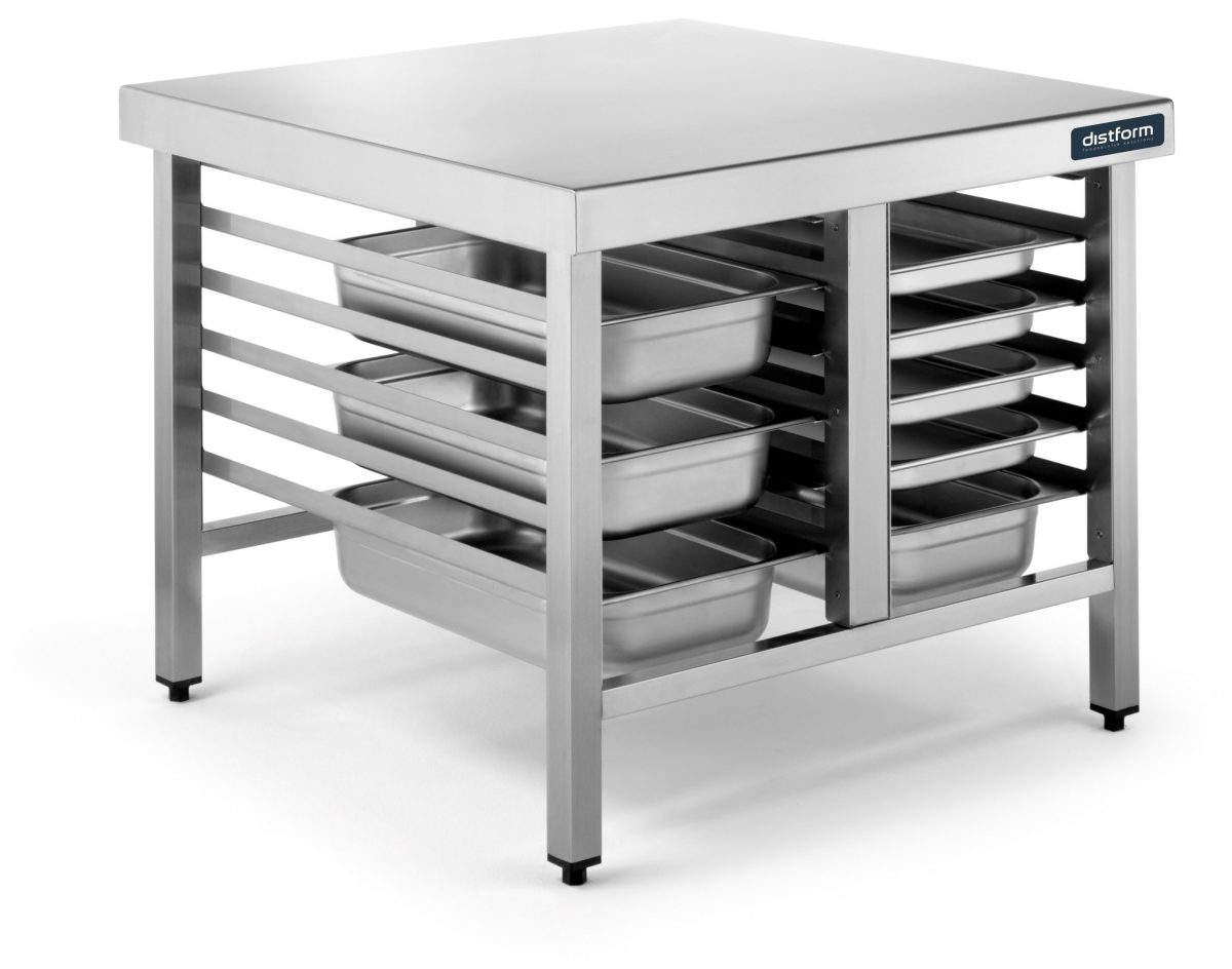 Table de Support pour Four avec 6 + 6 glissières GN 1/1 et GN 2/1 Longueur 1100mm – Distofrm