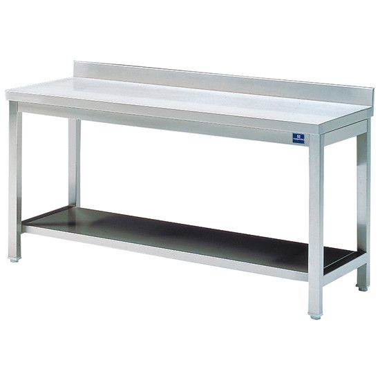 Table Inox de Travail avec Étagère et Dosseret – Gamme 600 – Virtus