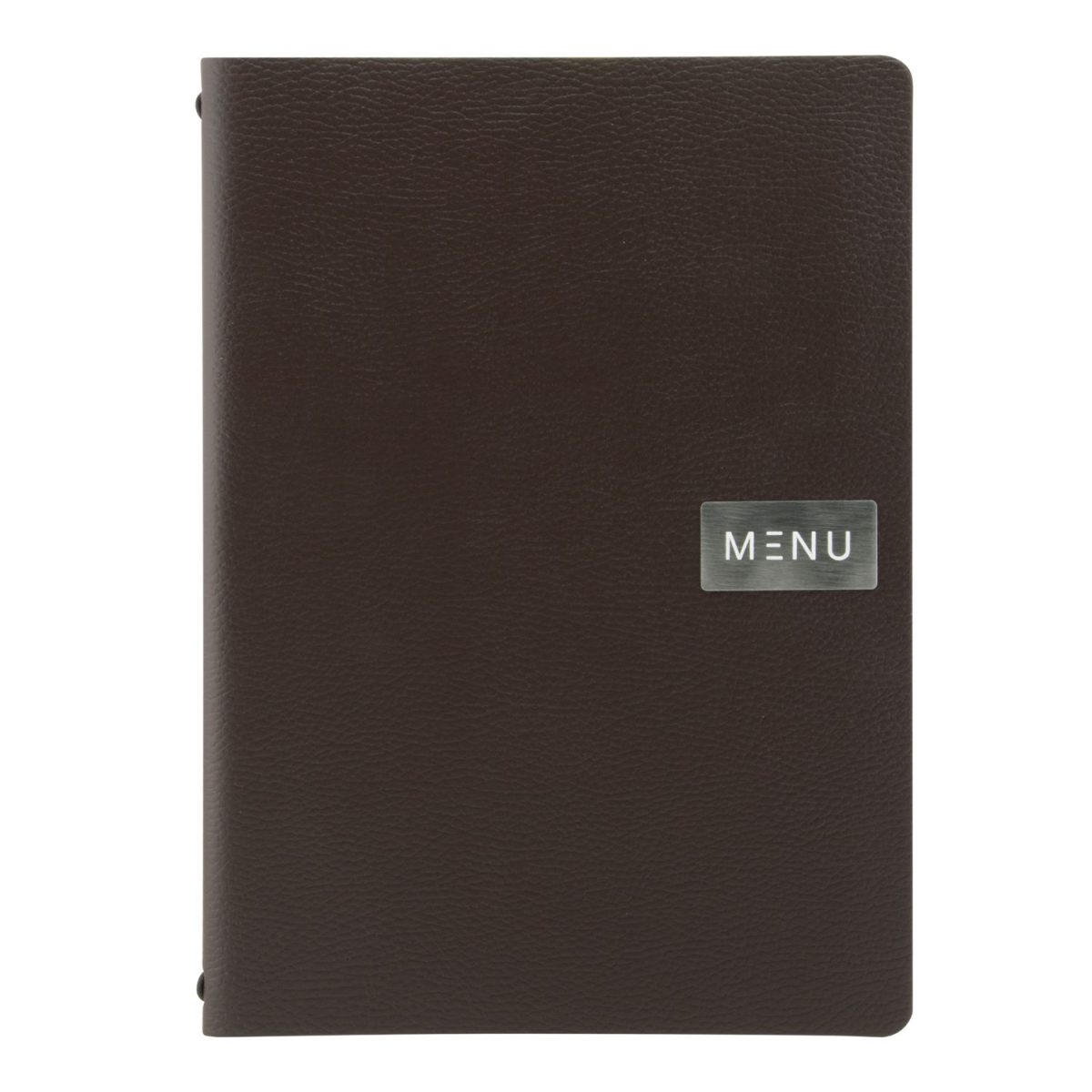 Carte menu 100% CUIR aggloméré – Couleur Marron – Ligne RAW – format A4 –  1 insert inclus (4 vues) – Securit