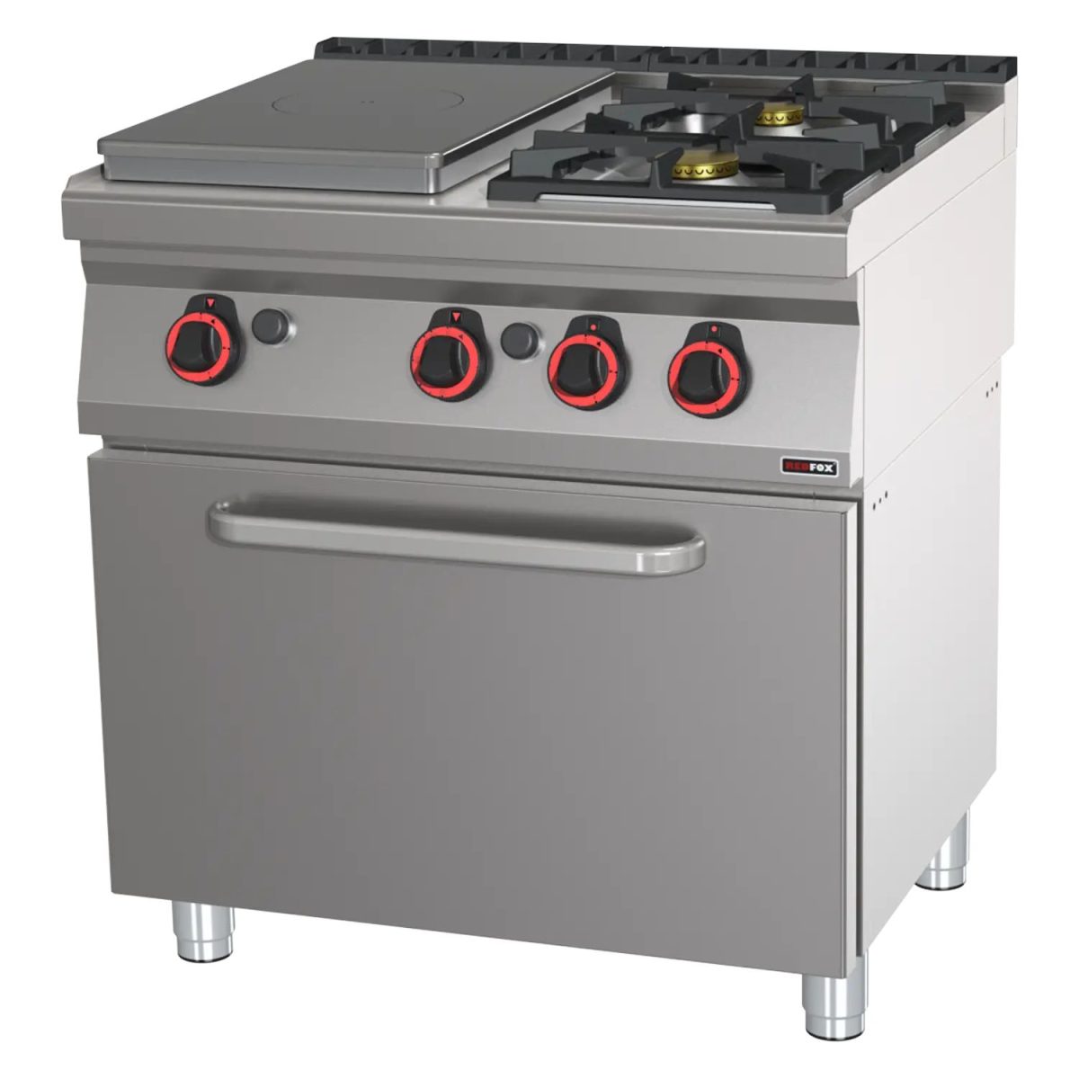 Fourneau coup de feu à gaz avec four à gaz statique GN 2/1 – 3x brûleur STPT 70/80 21 G – Redfox