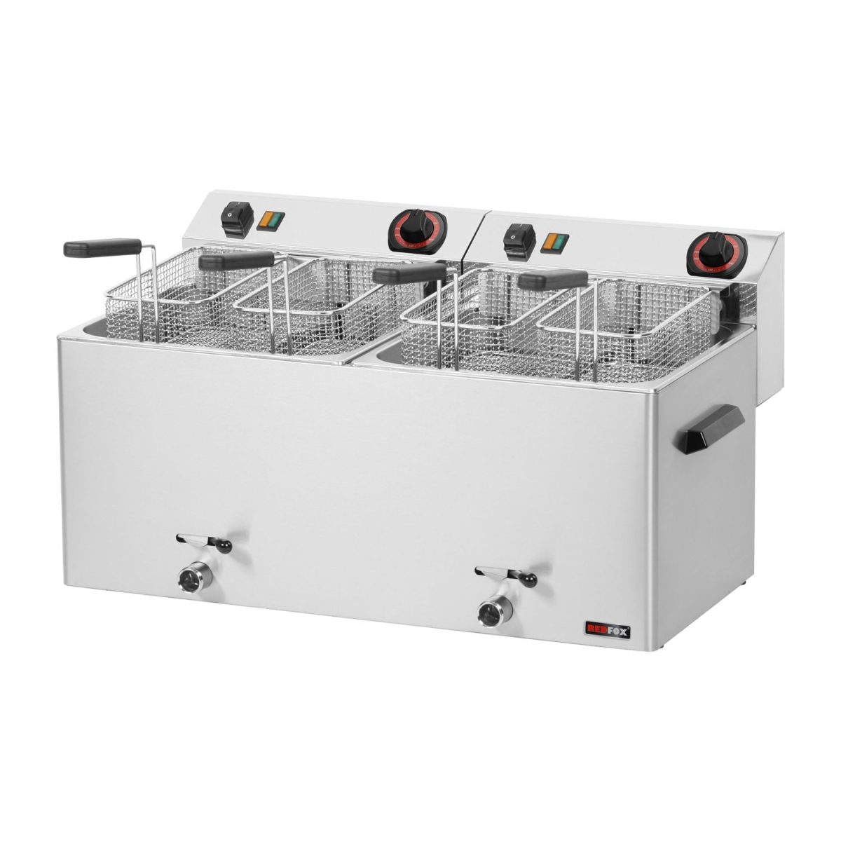 Friteuse électrique double 0,74 kW/l, 11+11 l TOP avec robinet de vidange 400 V FE 1010 TD – Redfox