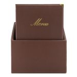 SecuritCarte Menus simili cuir de la gamme Classique A4 (x20) plus BOX, 1 double insert inclus avec chaque menu (présente 4 pages A4) - Securit – Image 2