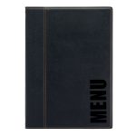 Carte Menu simili cuir de la gamme Tendance - A4, 1 double insert inclus (présente 4 pages A4) - Securit