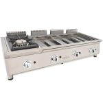 Ensemble de Cuisson Combiné FLEXI Série 600 - Meuble avec 2 Grilles, Réchaud et Frytop Chromé - Arilex