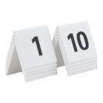 Numéros de table lot de 10: 1-10. Acrylique blanc et chiffres noirs - Securit