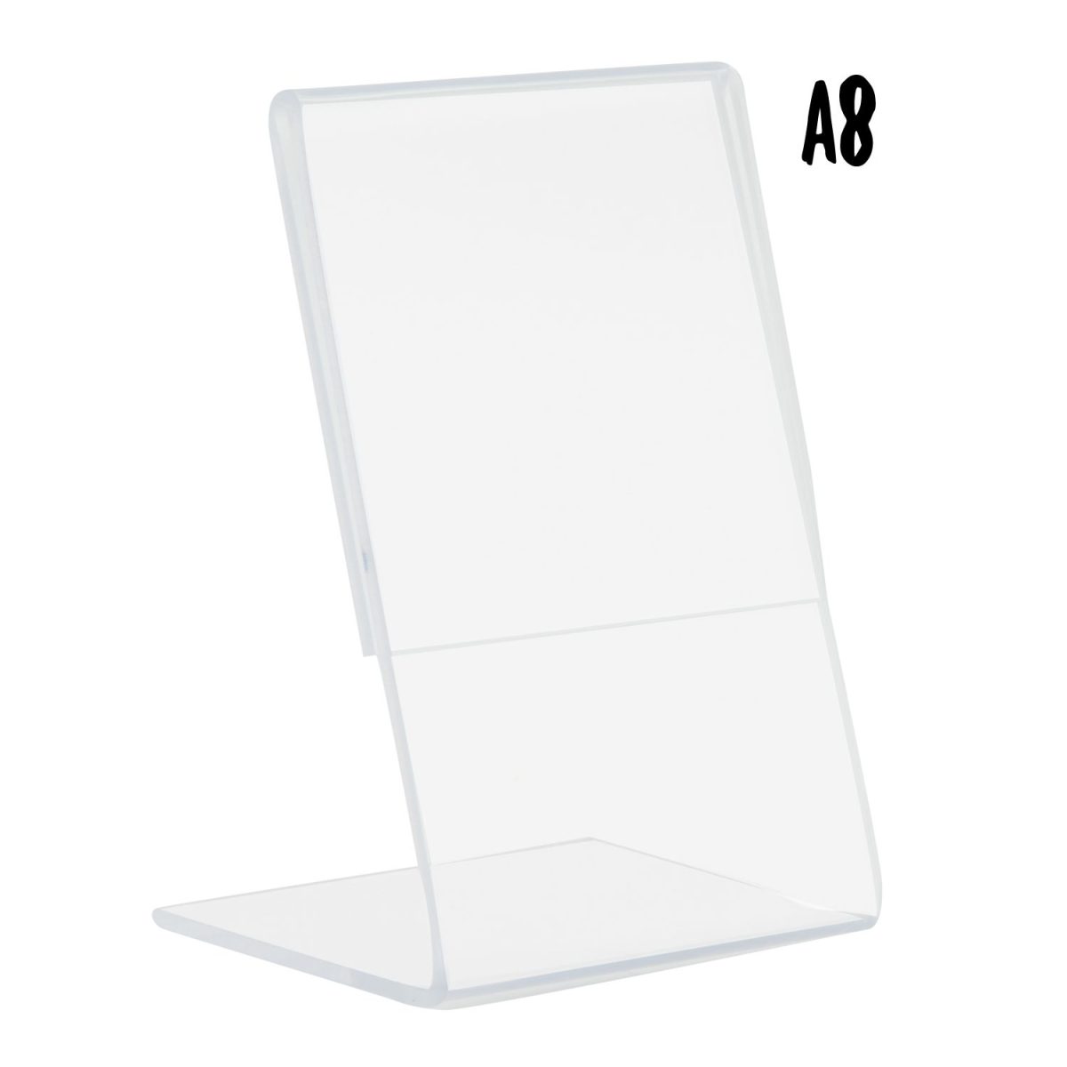 Porte-affiche en  L |  acrylique transparent | Format A8 – Securit