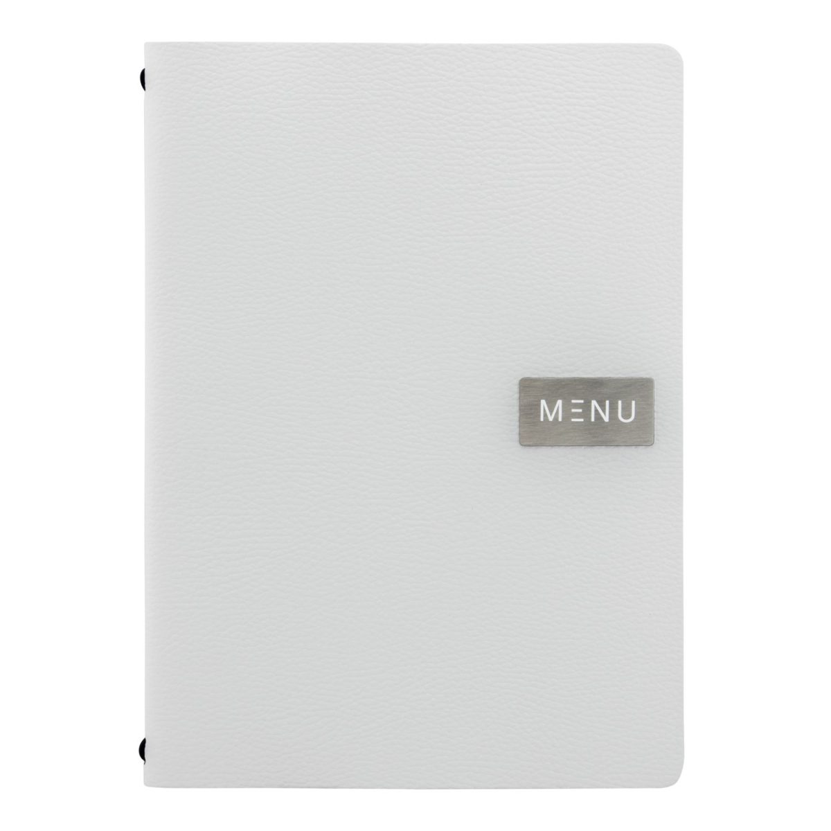 Carte menu 100% CUIR aggloméré – Coloris blanc – Ligne RAW – format A4 –  1 insert inclus (4 vues) – Securit
