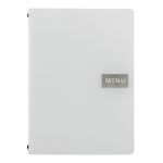 Carte menu 100% CUIR aggloméré - Coloris blanc - Ligne RAW - format A4 -  1 insert inclus (4 vues) - Securit
