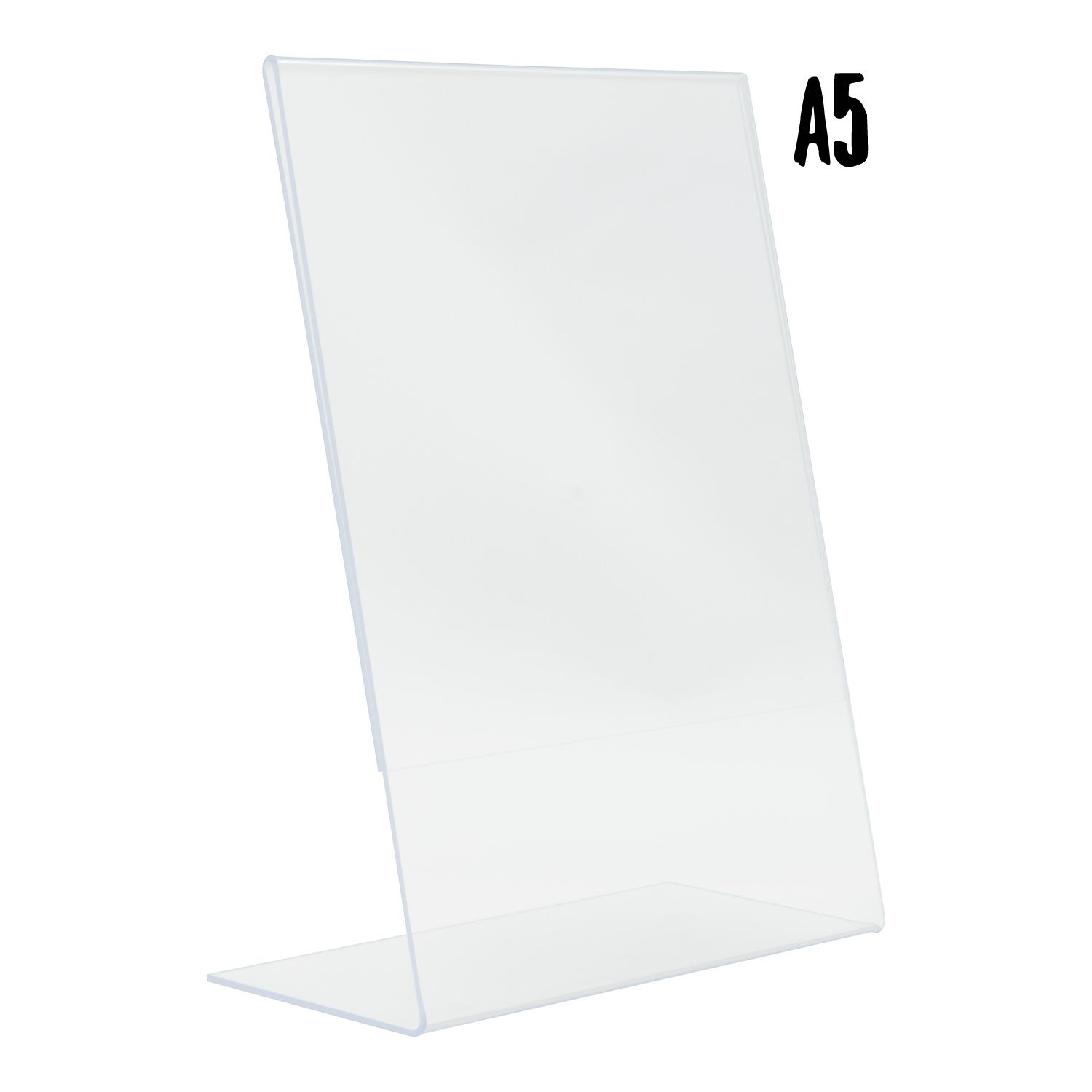 69d569c265ba9fd422a99dc9878d2d8e26be2a113c29c9f21b357907b52f086b_cbb8_5 Porte-affiche en L - acrylique transparent - Format A5 - Securit – Image 1