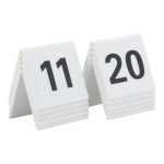 Numéros de table lot de 10: 11-20. Acrylique blanc et chiffres noirs - Securit