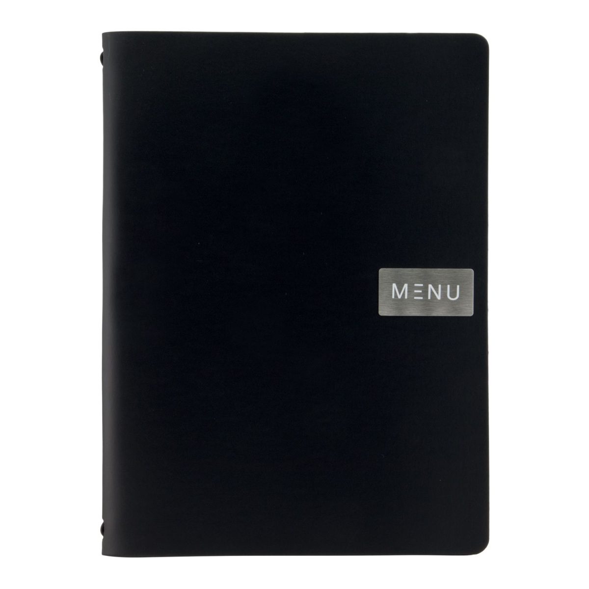 Carte menu 100% CUIR aggloméré – Couleur Noire – Ligne Royal – format A4 – 1 insert inclus (4 vues) – Securit