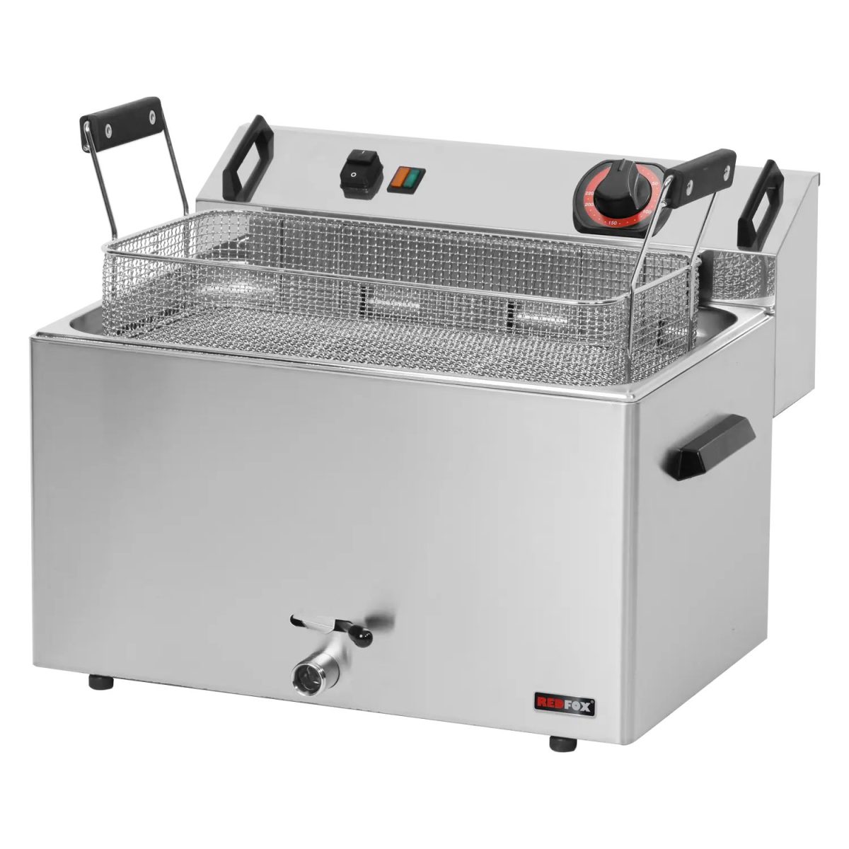 Friteuse électrique 0,56 kW/l, 16 l TOP avec robinet de vidange 400 V FE 30 T – Redfox