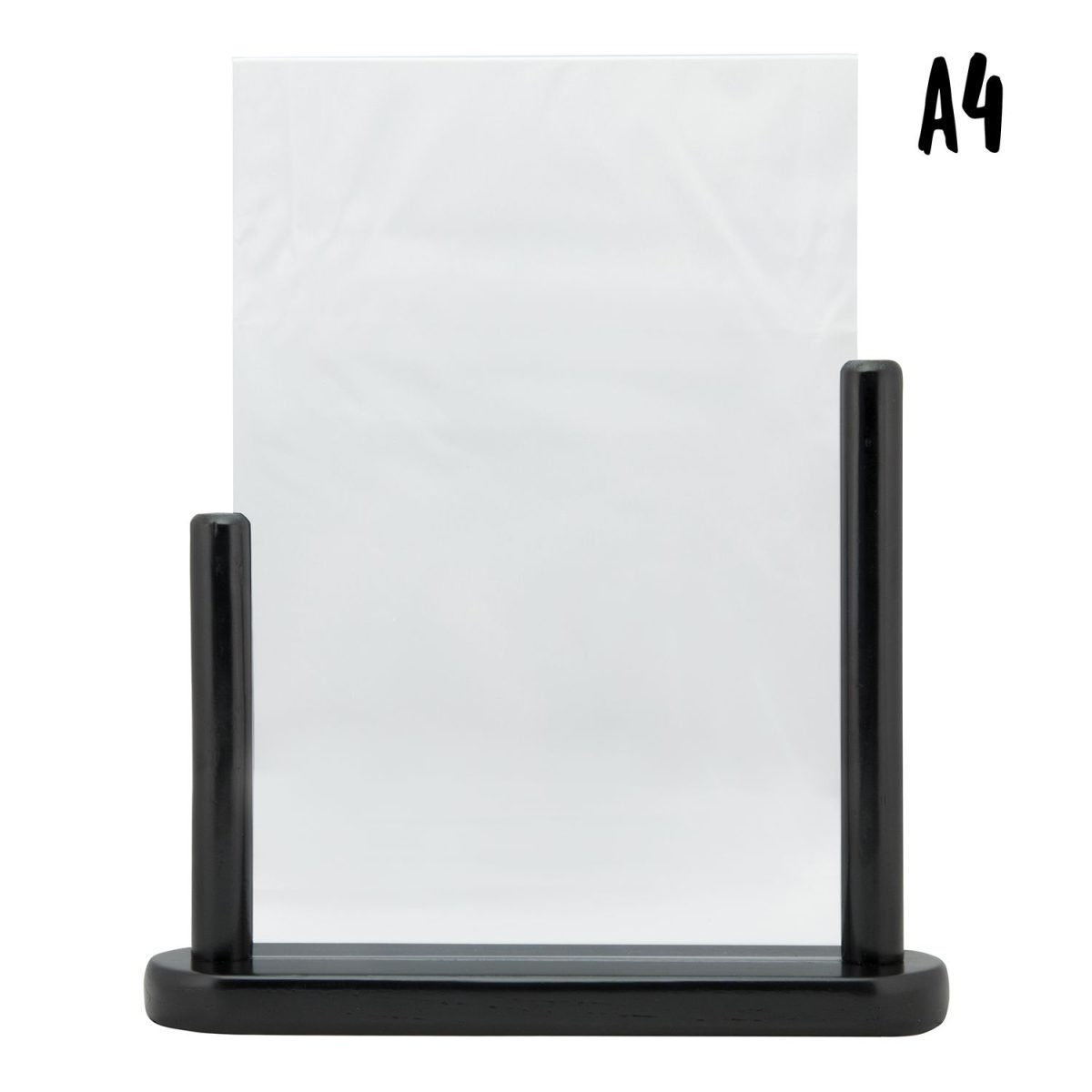 Porte-affiche de table- Large – Bois avec finition noir laqué – Securit