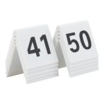 Numéros de table lot de 10: 41-50. Acrylique blanc et chiffres noirs - Securit