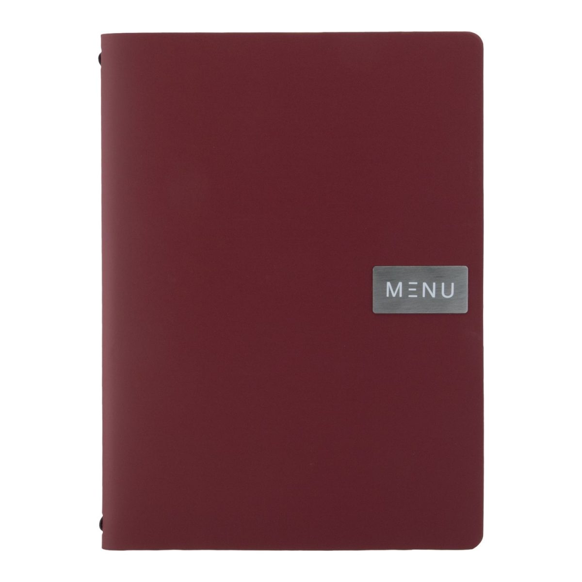 Carte menu 100% CUIR aggloméré – Couleur Bordeaux – Ligne Royal – format A4 – 1 insert inclus (4 vues) – Securit