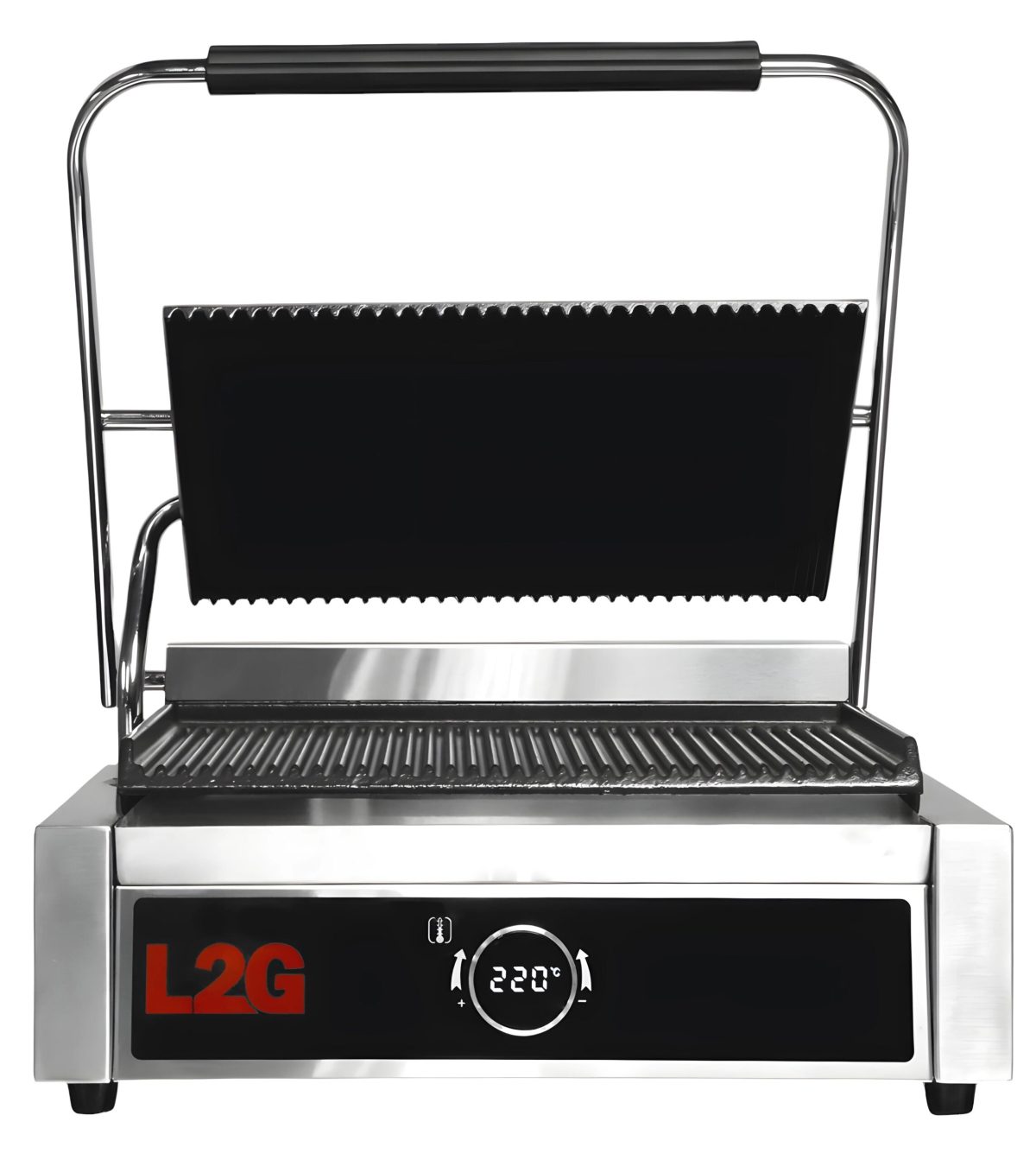 GRILL PANINI 1 PLAQUE RAINUREE DESSUS/DESSOUS EN FONTE – L2G