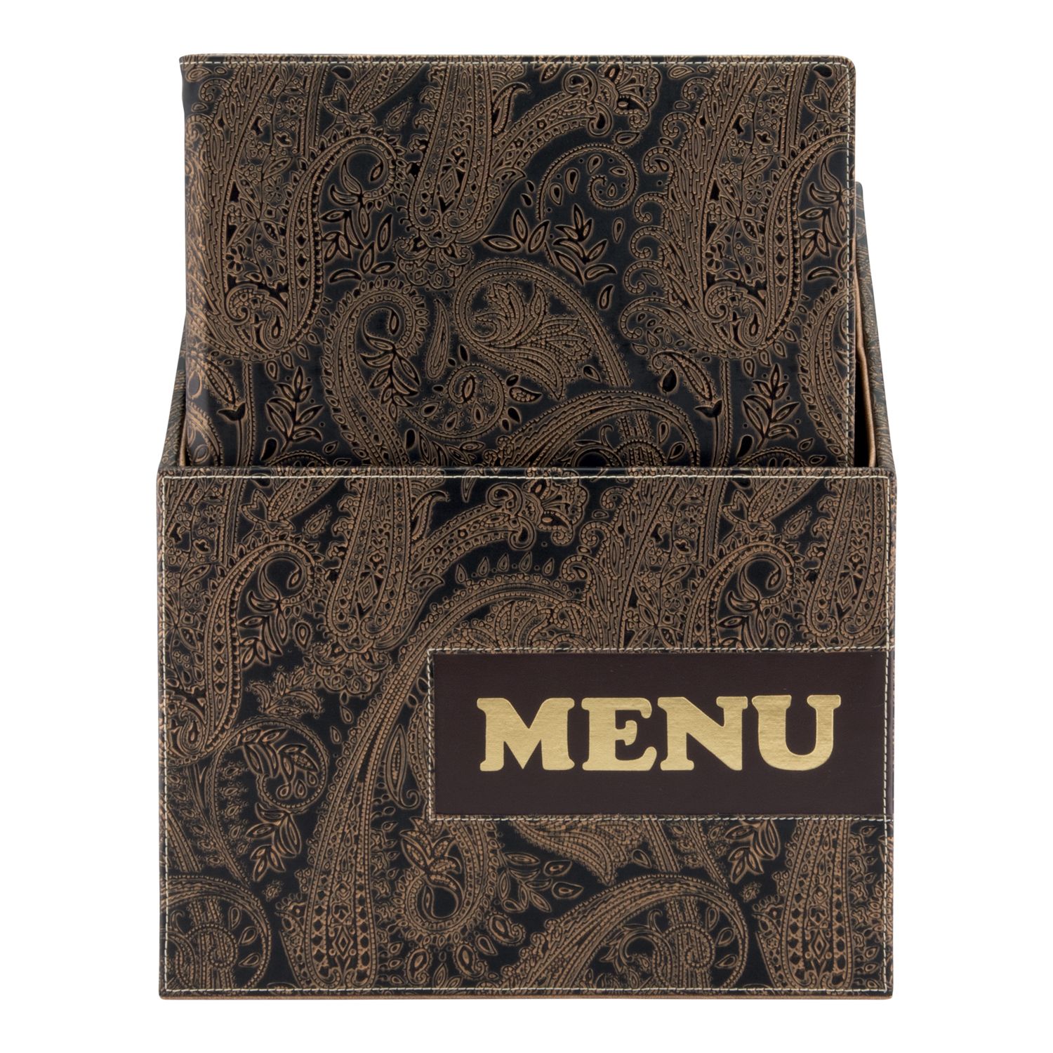 a34180cab6c3c55becd992f8ad485a48972d7d8ce254728ab7c4daa45296f5cf_4a61_5 Carte Menus de la gamme Design A4 (x10) plus BOX, 1 double insert inclus avec chaque menu (présente 4 pages A4) - Securit – Image 1