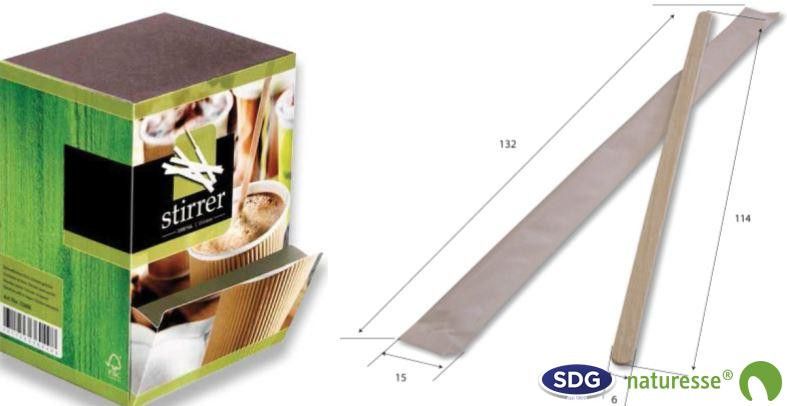 Agitateur Bois Naturel pour Café sous Sachet de 11,4 à 19 cm - SDG - Lot de 10 000 – Image 1
