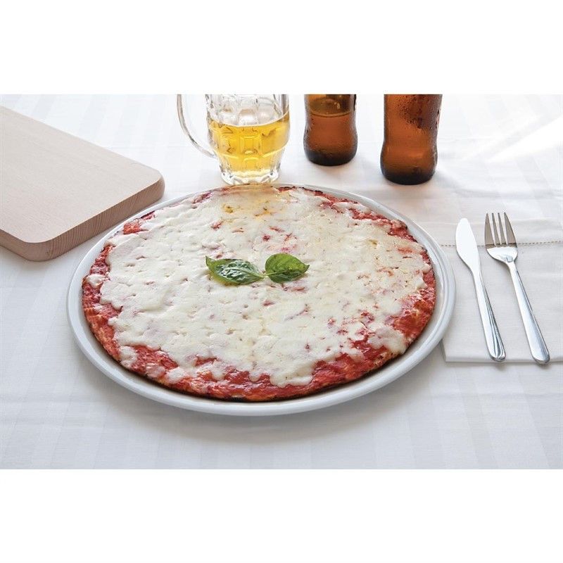 Assiette à Pizza en Porcelaine Blanche 330 mm Napoli - Lot de 6 - Saturnia – Image 3
