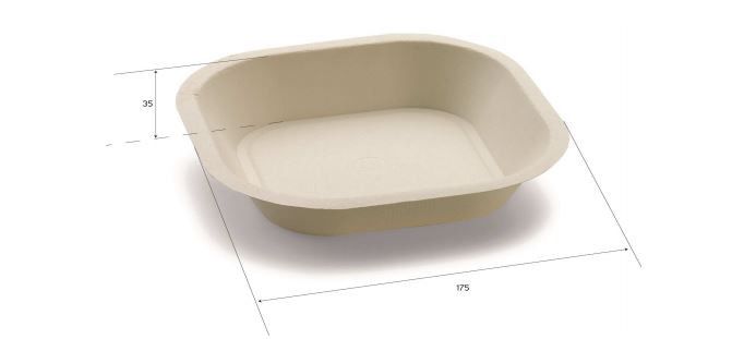 Assiette Carrée Creuse Pulpe de Cellulose 17x17 cm - SDG - Lot de 500 – Image 2