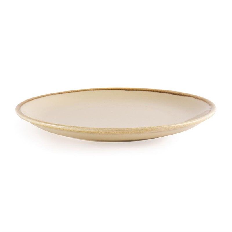 Assiette Plate Ronde Couleur Sable Kiln 280 mm - Lot de 4 - Olympia – Image 1